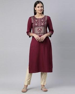 printed straight kurta