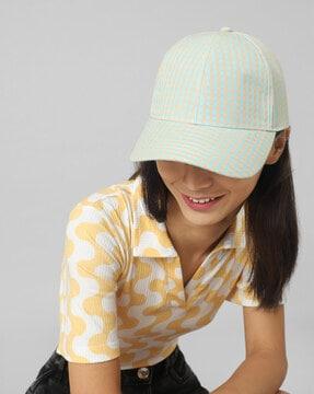 checked baseball cap