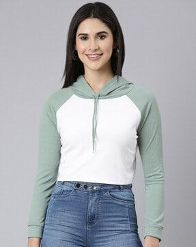 colourblock cropped hoodie