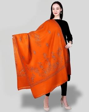 women embroidered woolen shawl