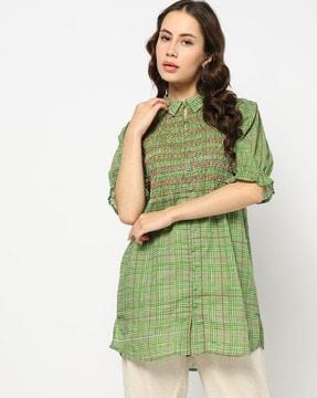 women checked tunic