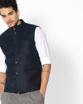 sleeveless nehru jacket