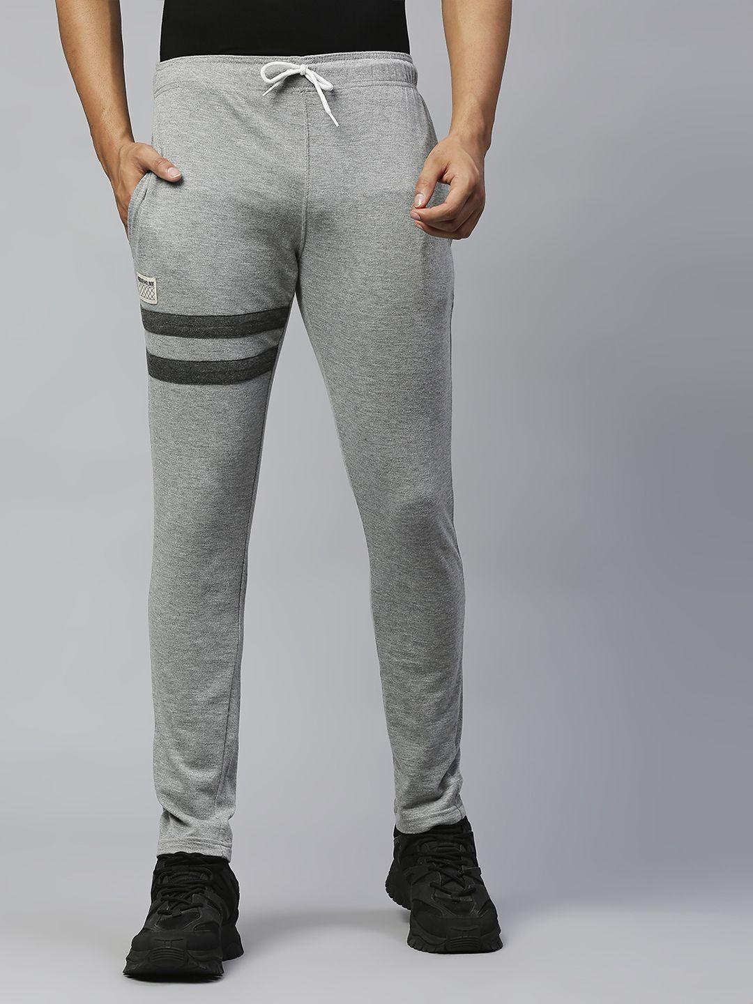 hubberholme men grey melange solid slim fit track pants