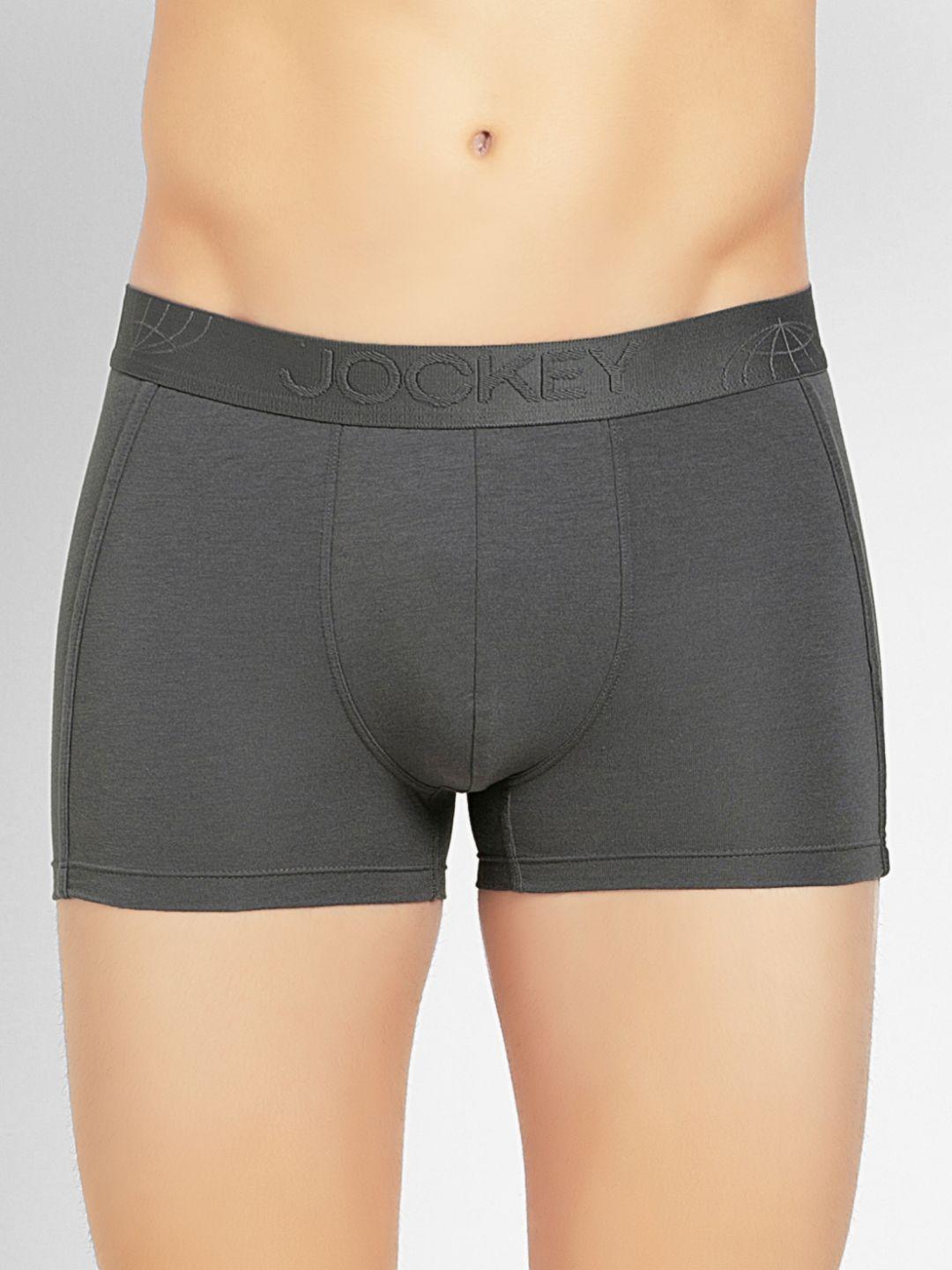 jockey international collection men charcoal grey solid trunks ic25