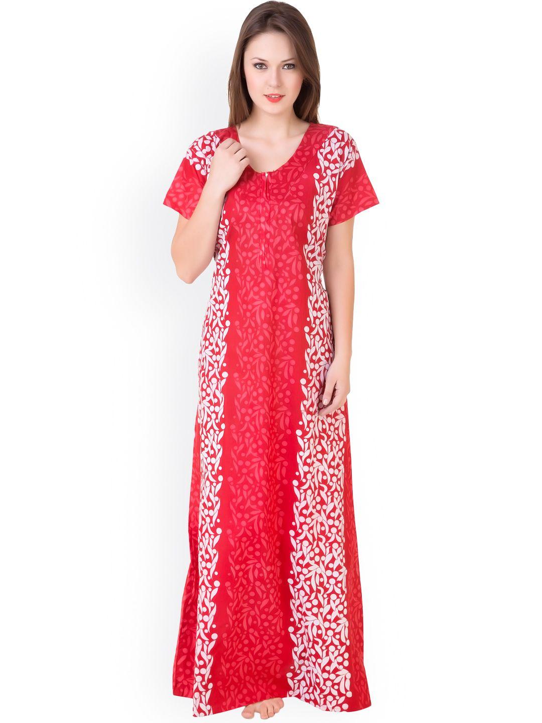 masha red printed maxi nightdress nt3-166