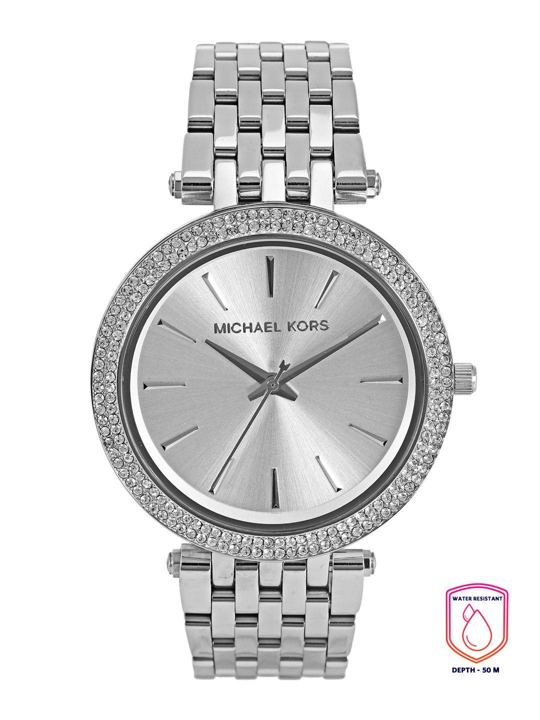 michael kors women silver-toned dial watch mk3190i