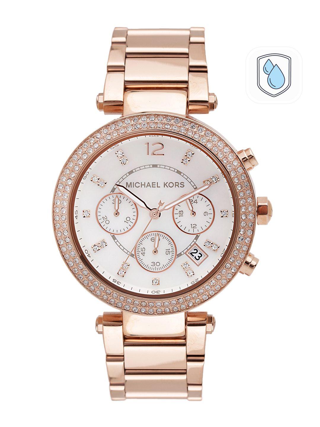 michael kors women chronograph mother of pearl dial watch mk5491i