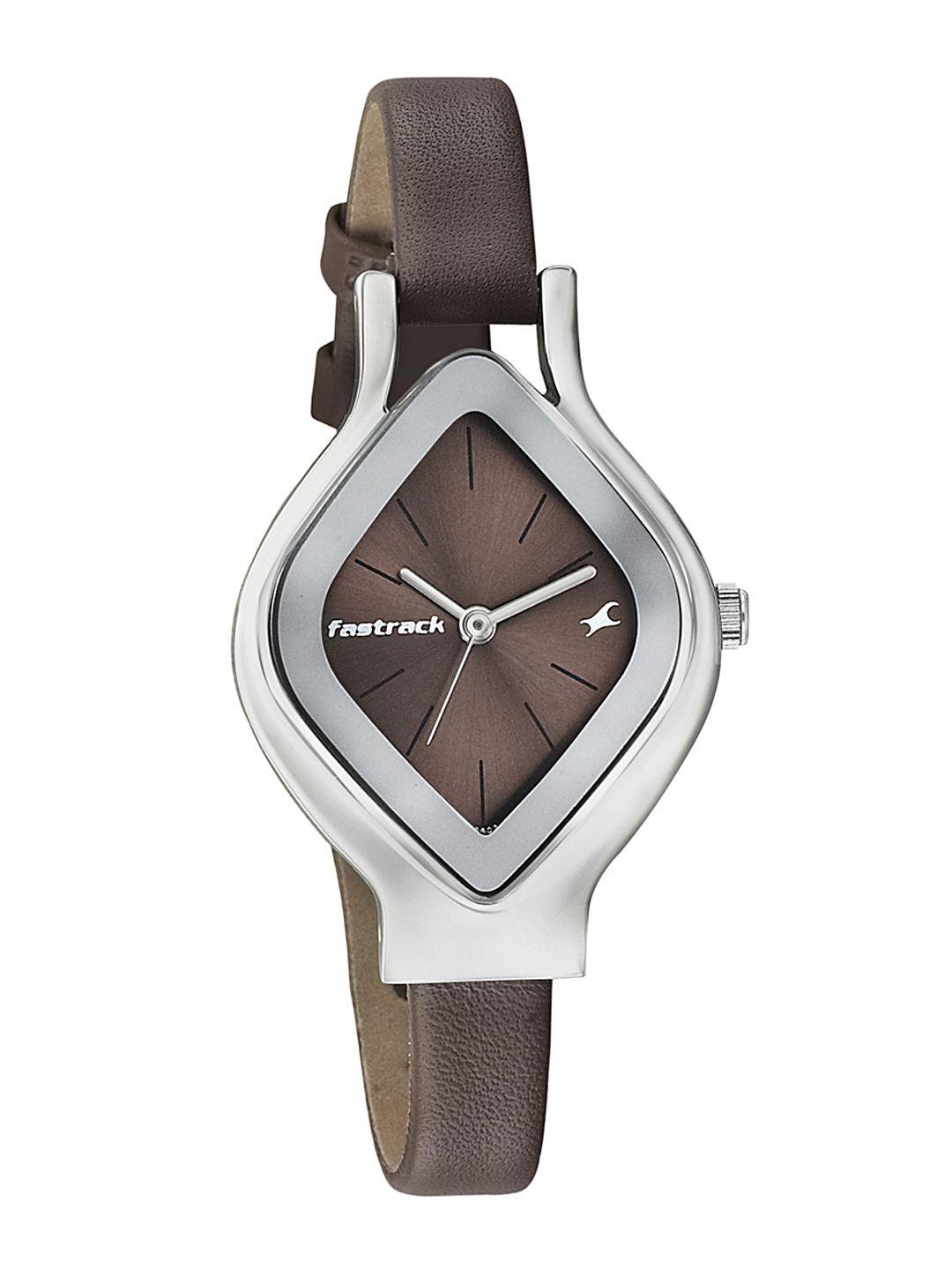 fastrack women brown dial watch 6109sl02