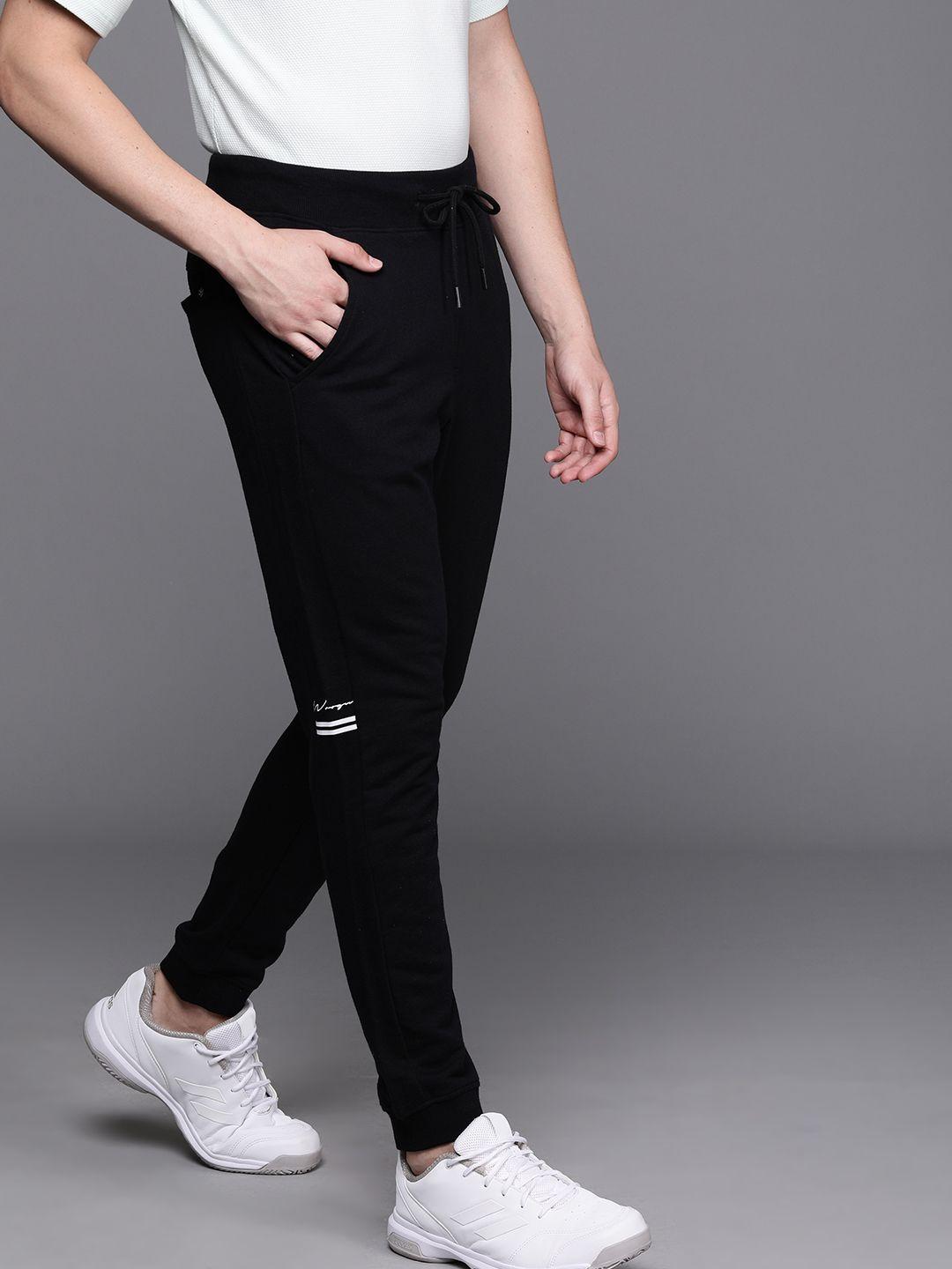 wrogn black solid slim fit joggers