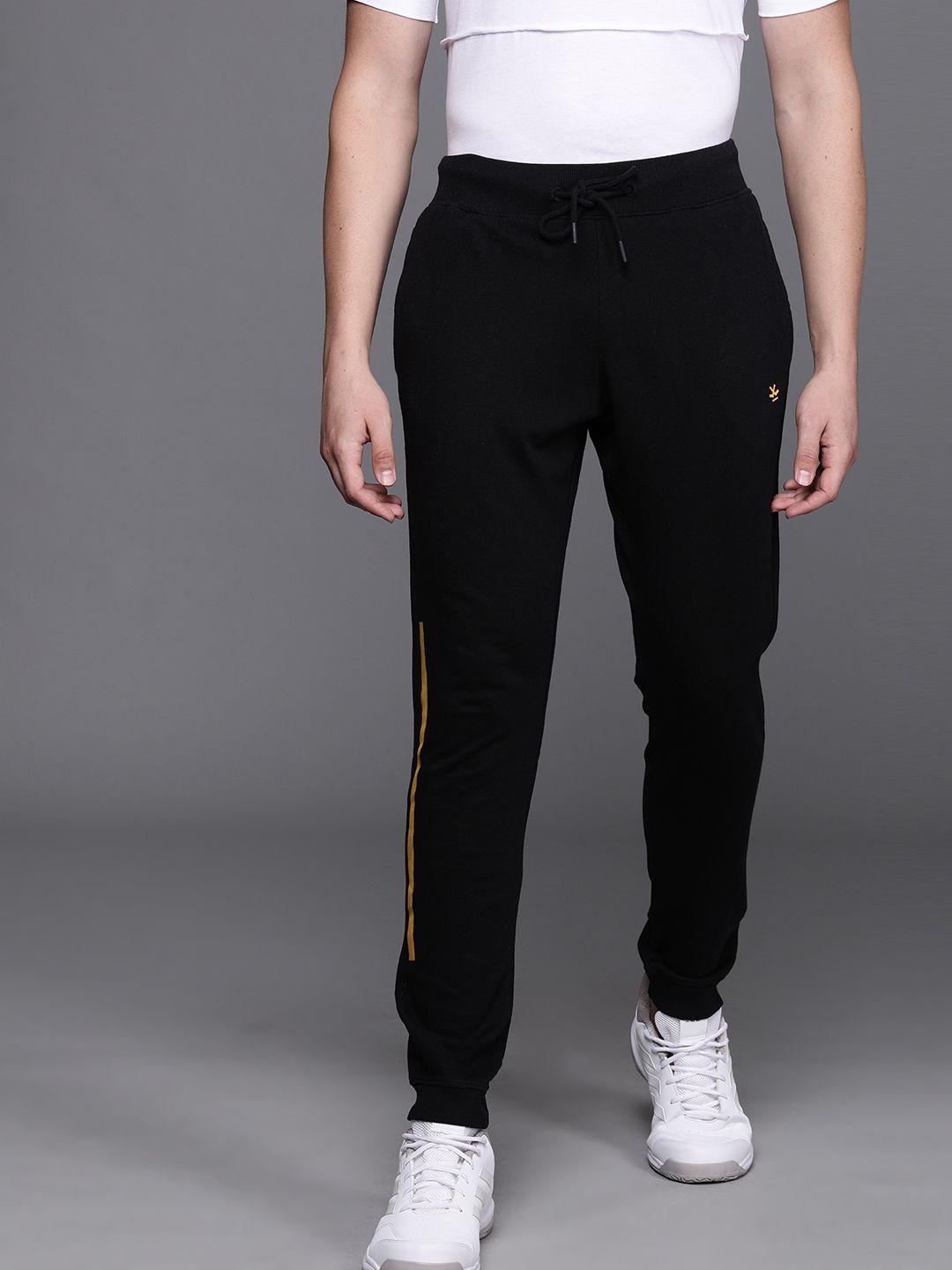 wrogn black solid slim fit joggers