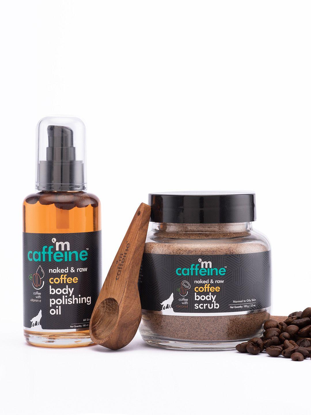 mcaffeine exfoliating coffee body scrub & relaxing body massage oil for glowing skin