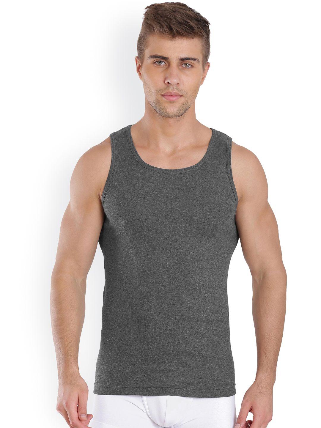 jockey men charcoal grey solid innerwear vest fp04-0105