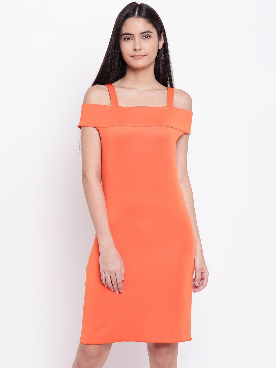 rivi women orange solid sheath dress