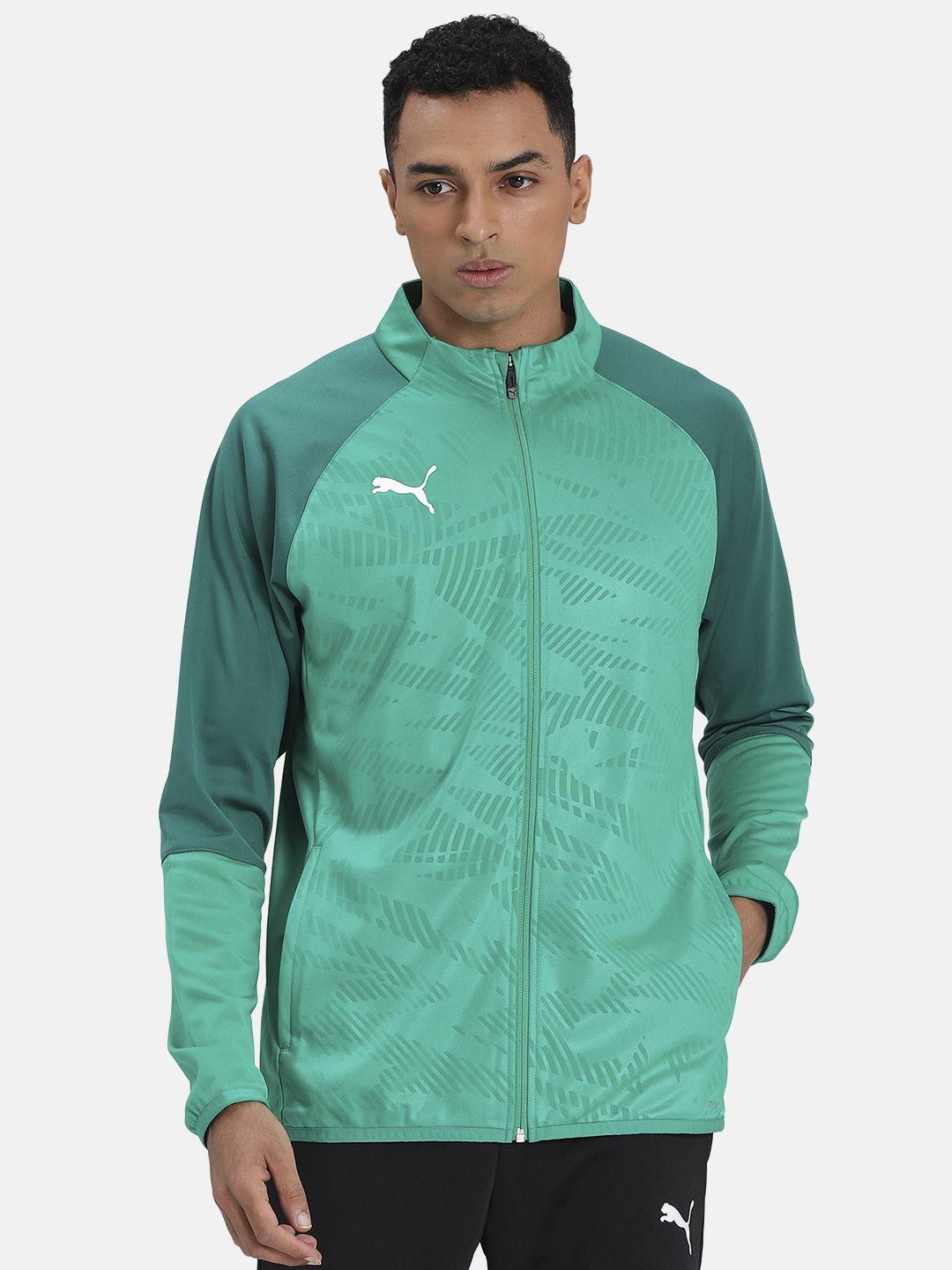 puma men green colourblocked cup training poly core drycell football training jacket