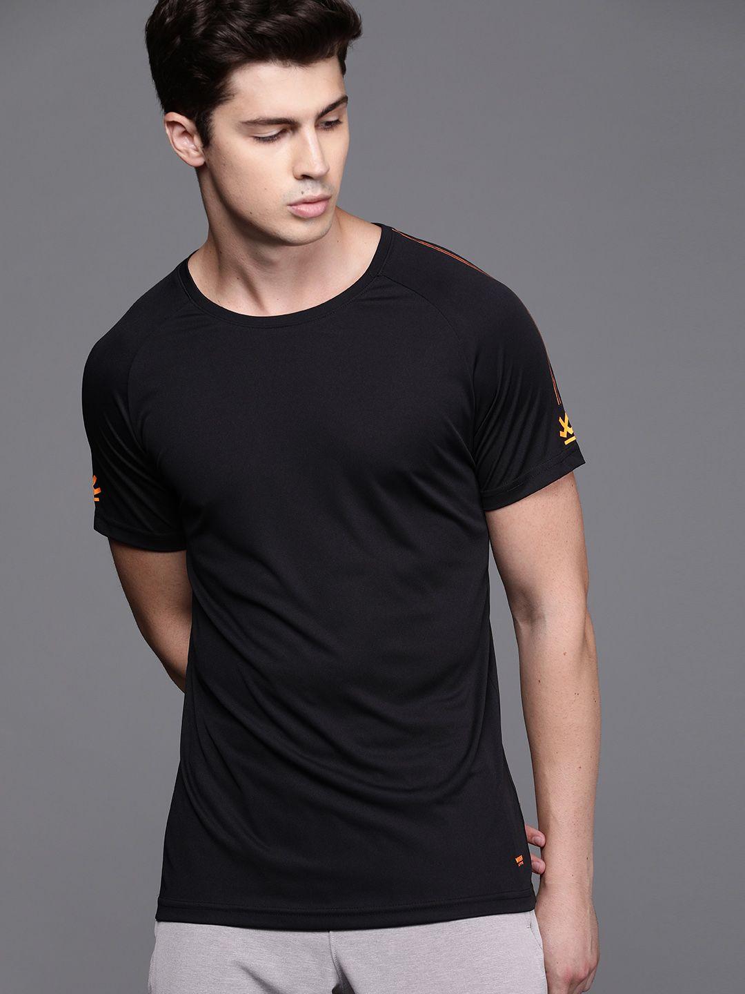 wrogn active mens black solid sports tshirt