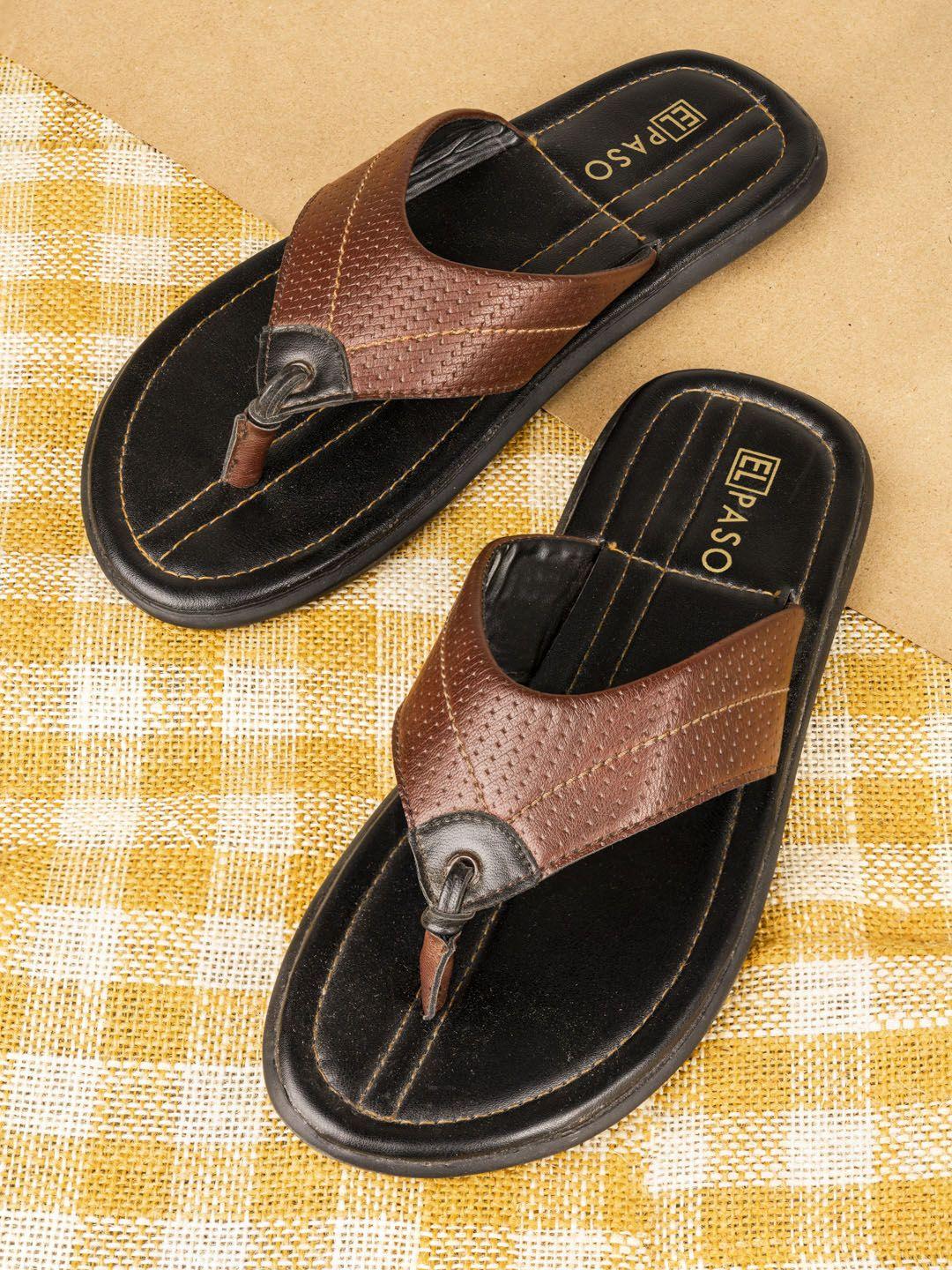 el paso men brown solid thong flip-flops