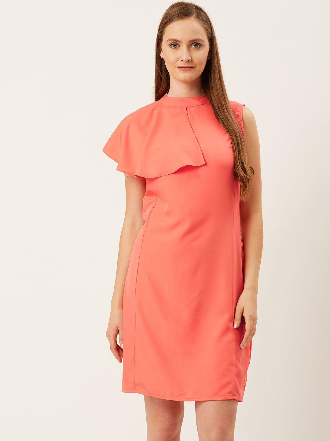 alsace lorraine paris women coral orange solid sheath dress