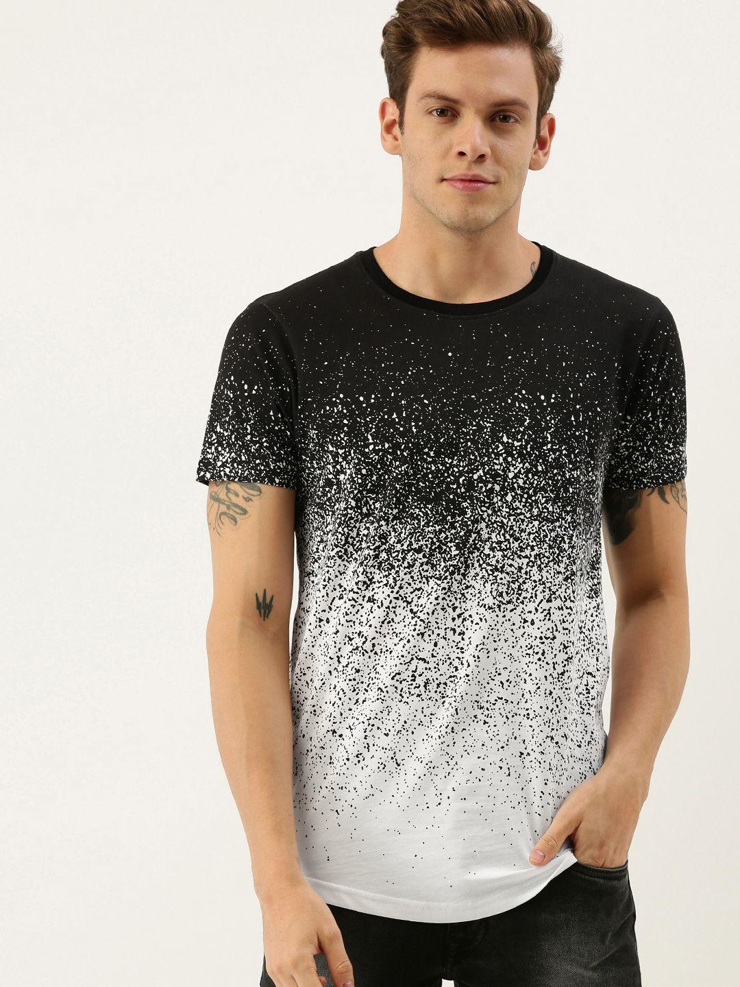 moda rapido men black & white dyed round neck t-shirt