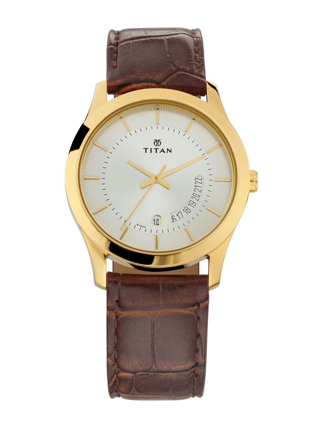 titan men silver-toned analogue watch nm1823yl01