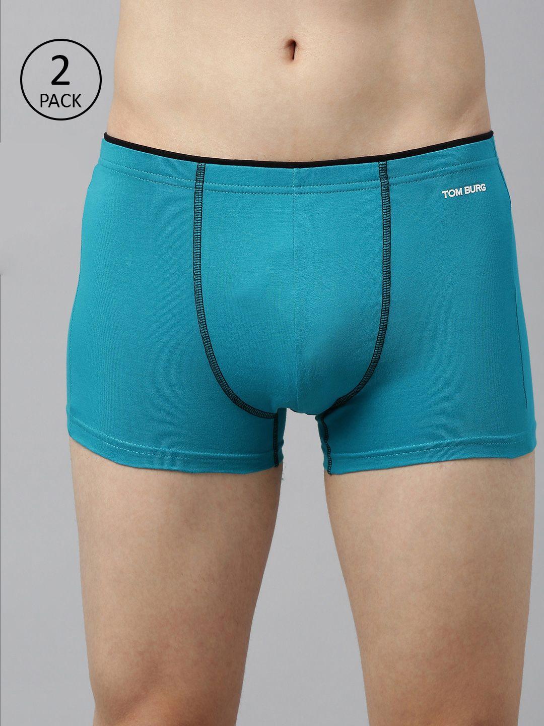 tom burg men pack of 2 turquoise blue solid trunks 207