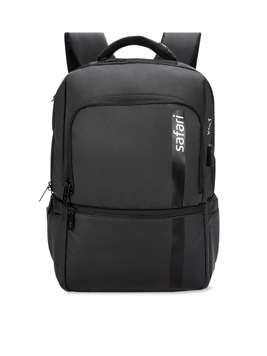 safari unisex black brand logo printed laptop backpack