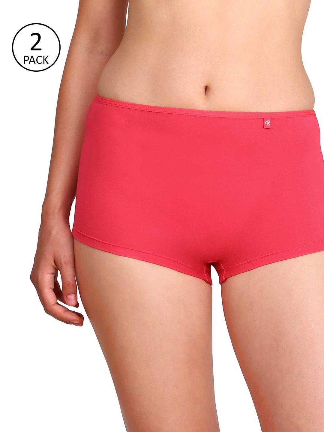 jockey women pack of 2 red solid boy shorts ss04-0105