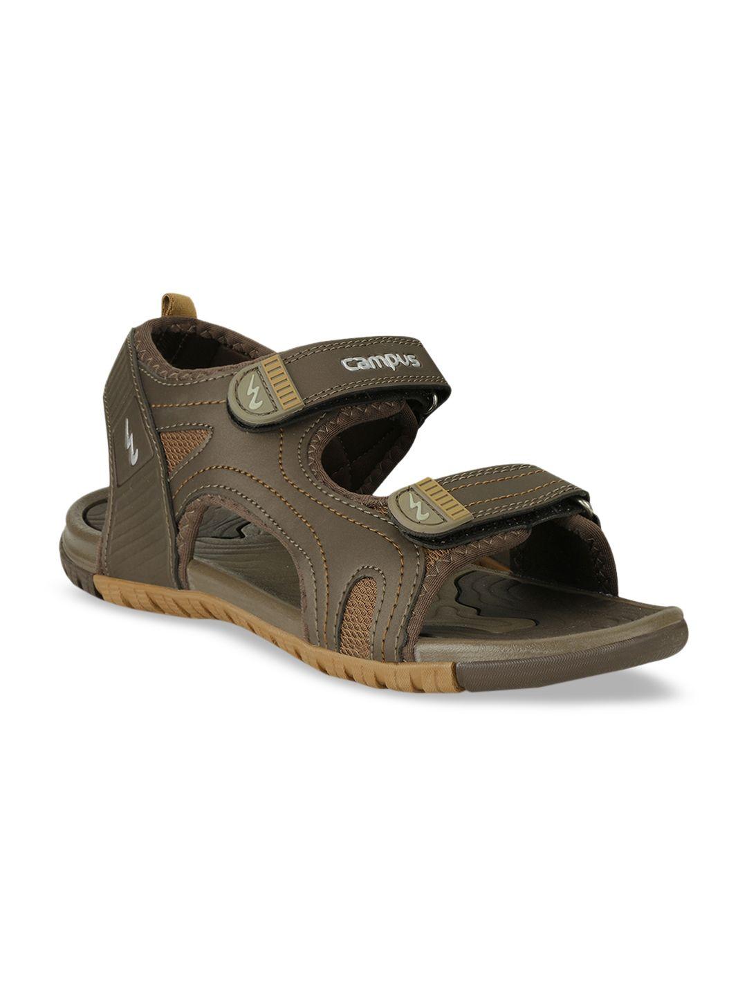 campus men brown solid sports sandals