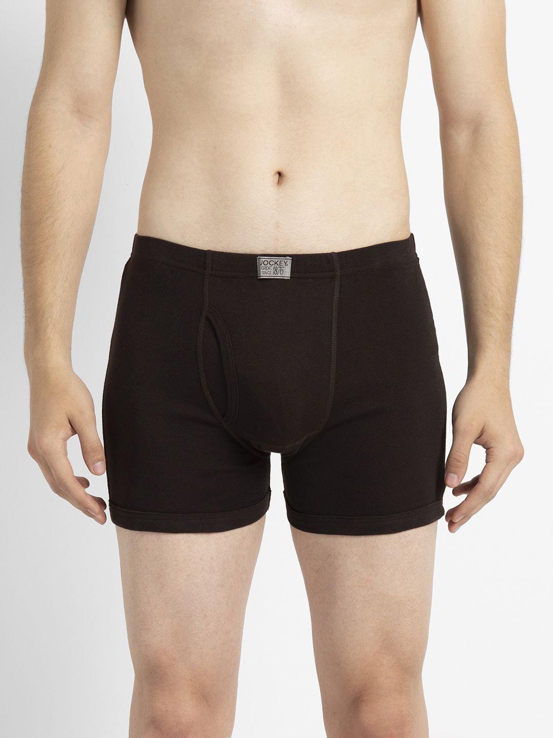 jockey men brown solid trunks 8008-0105