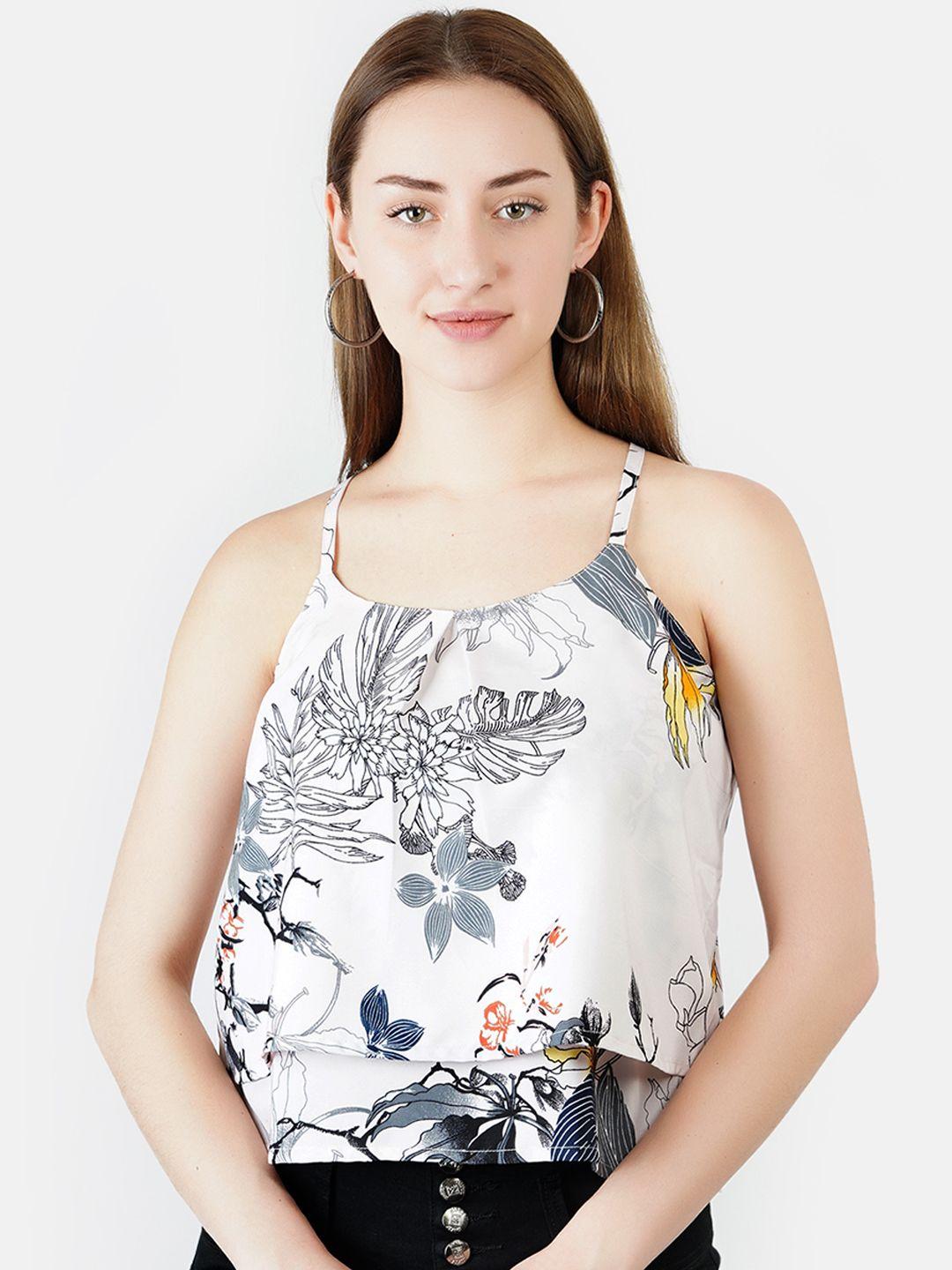 indietoga women white printed tiered top