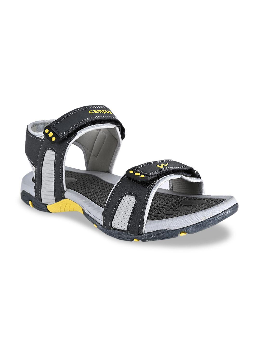 campus men charcoal grey sports sandals