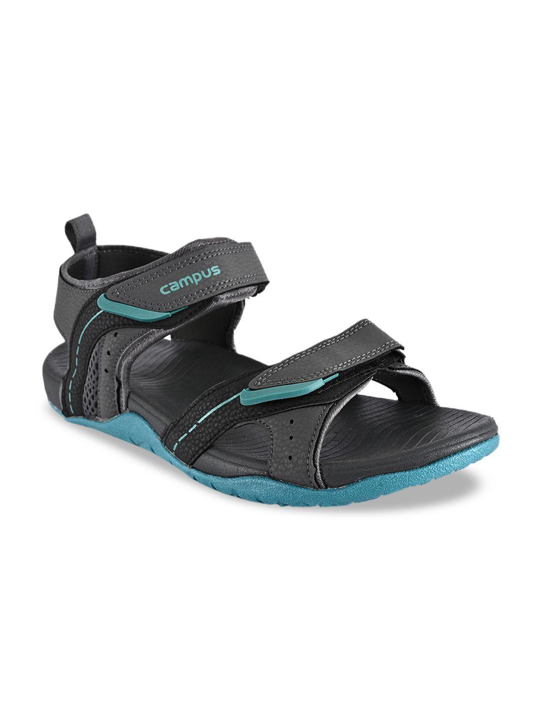 campus men charcoal grey sports sandals