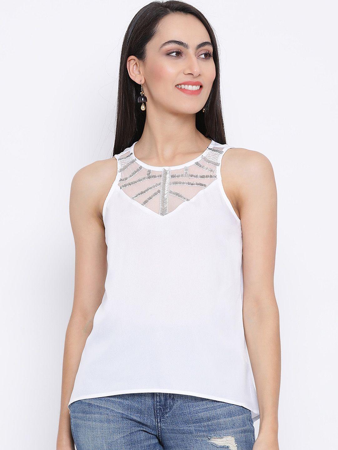 oxolloxo women white embellished top