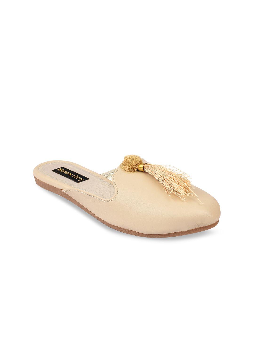 womens berry women cream-coloured tasselled mules