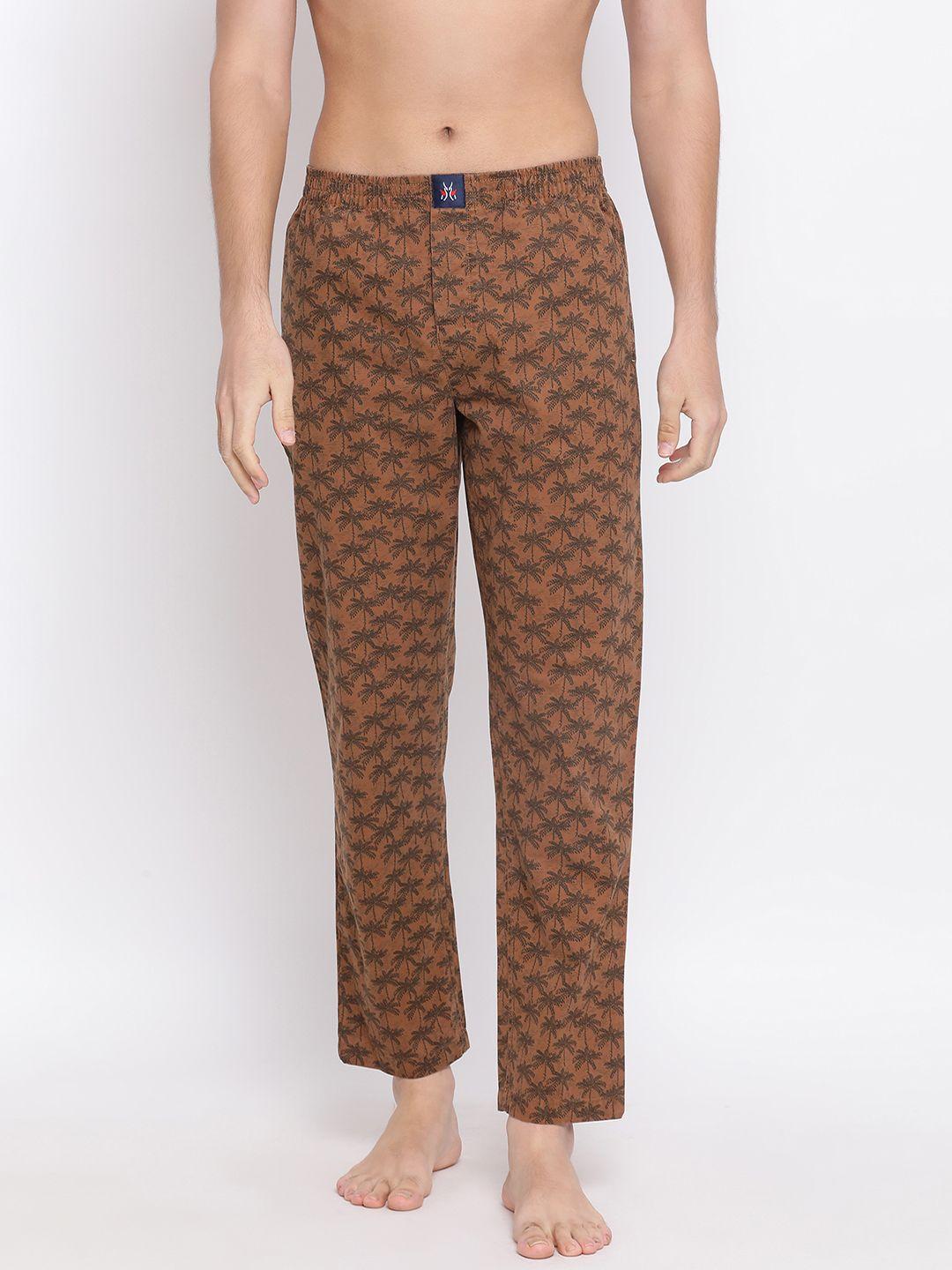 crimsoune club men brown & grey printed lounge pants