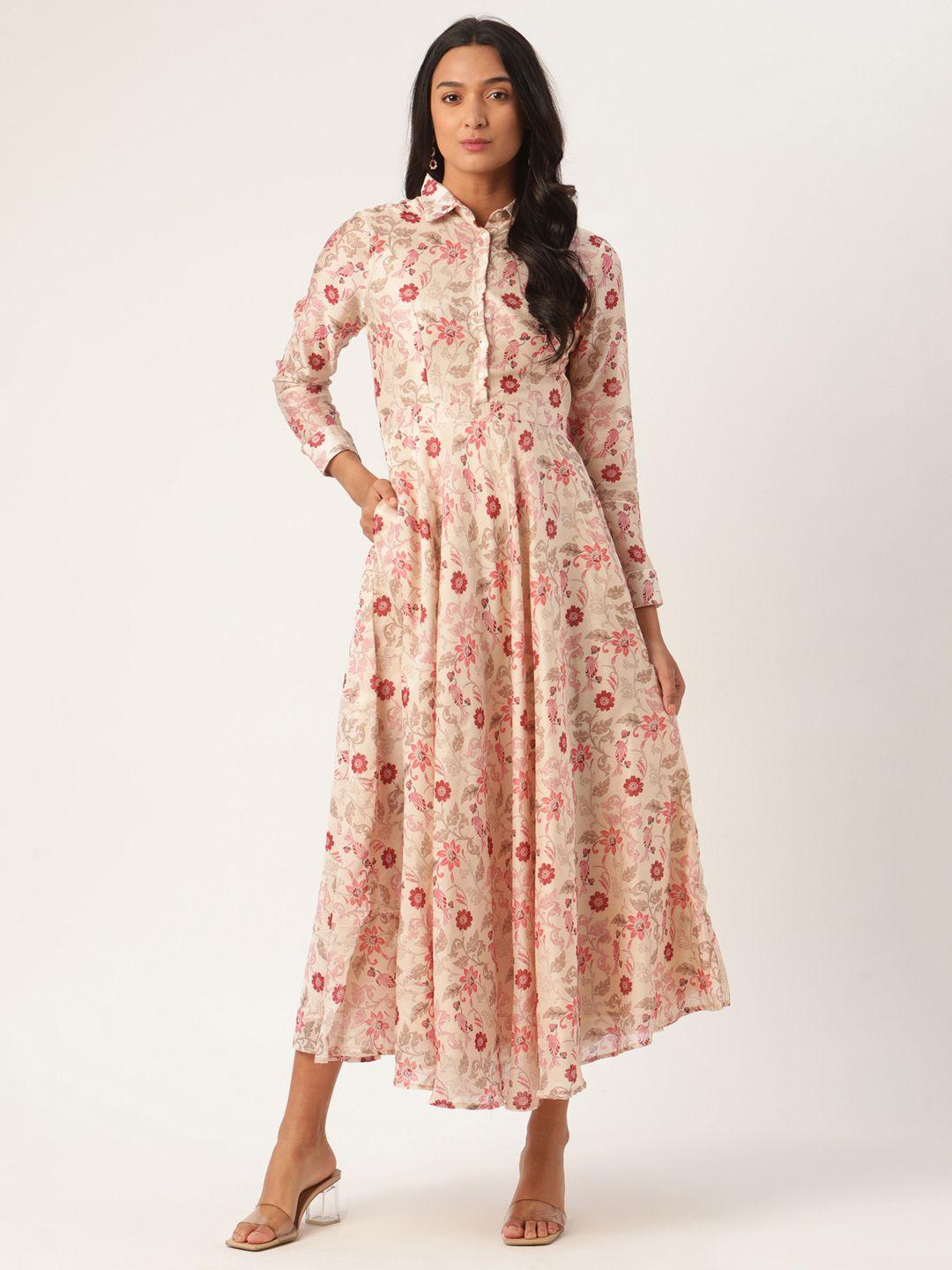 rooted women off-white floral printed maxi dress