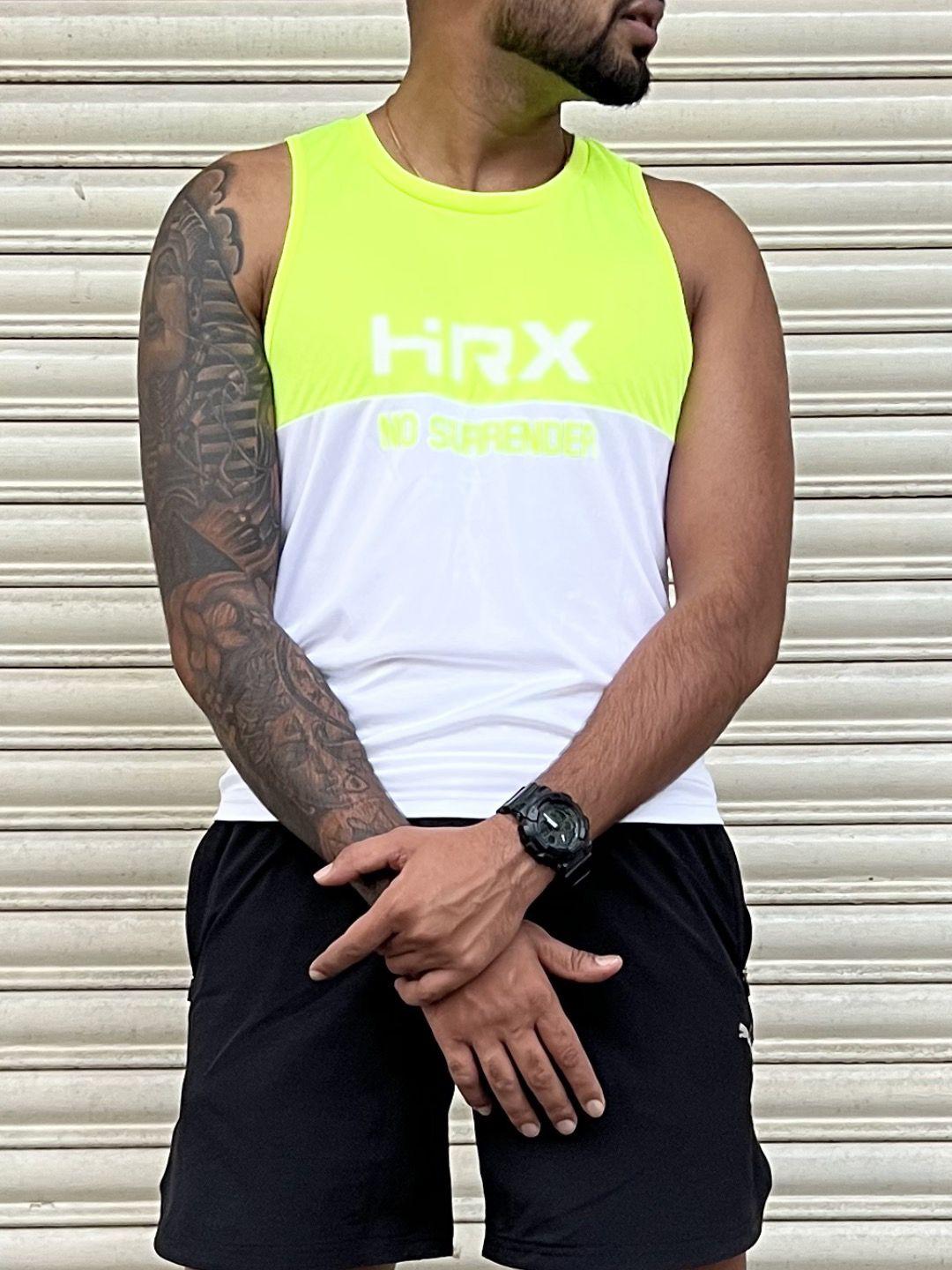 hrx by hrithik roshan men green colourblocked rapid-dry antimicrobial training t-shirt