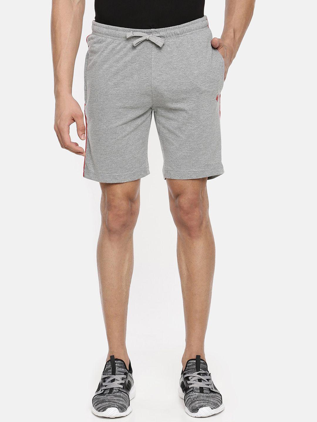 dollar men grey melange solid regular fit sports shorts