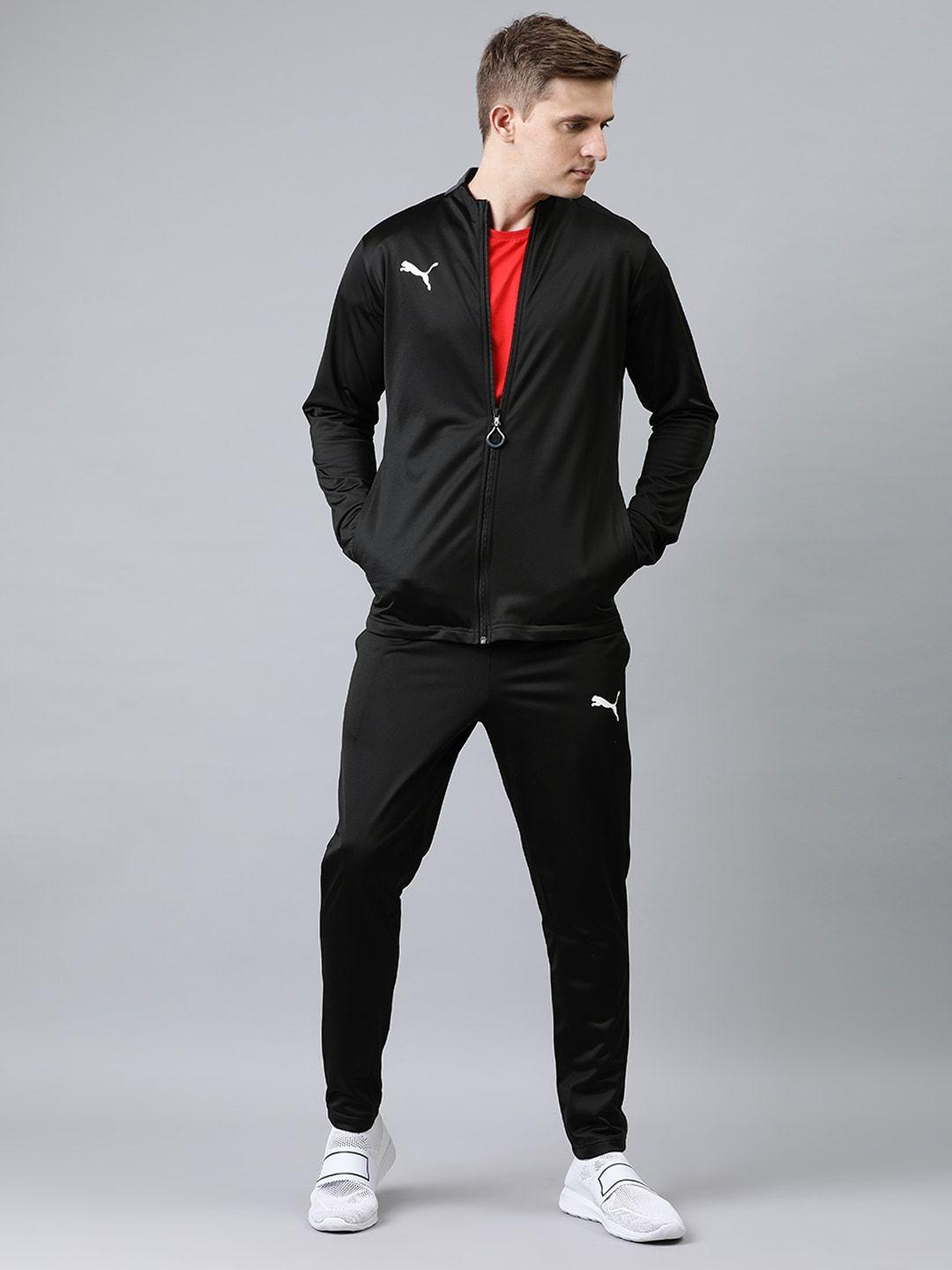 puma men black solid ftblplay tracksuit