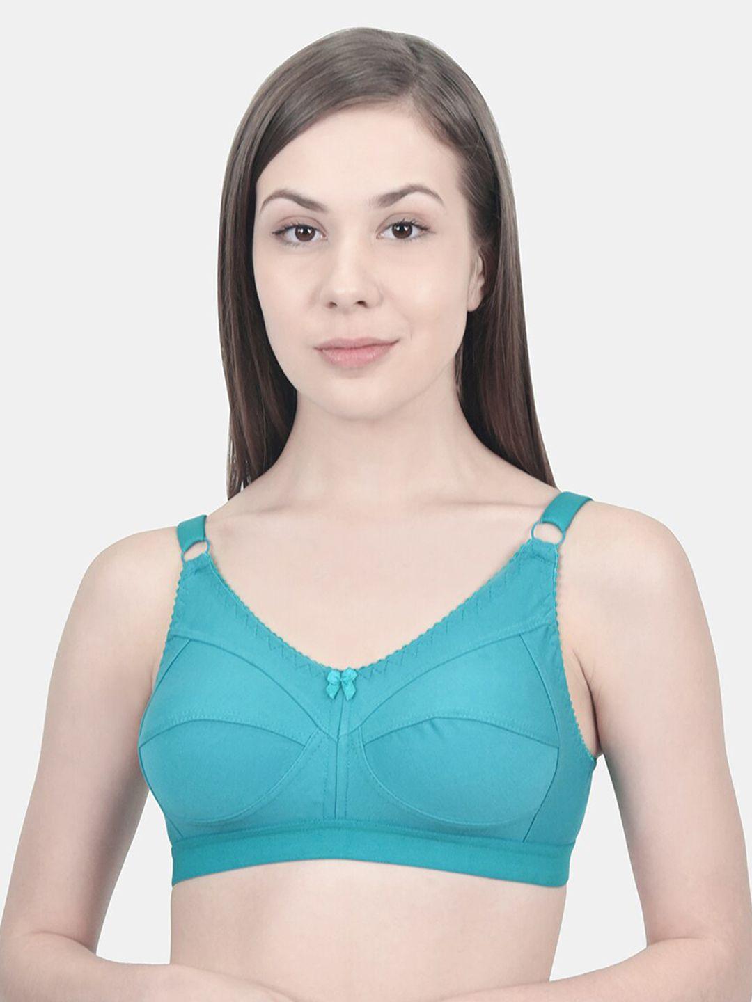 innocence turquoise blue solid non-wired non padded minimizer bra bbaplin90162_28b