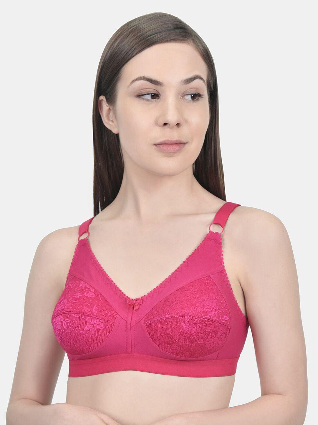 innocence pink lace non-wired non padded minimizer bra bbaplin90164_28b