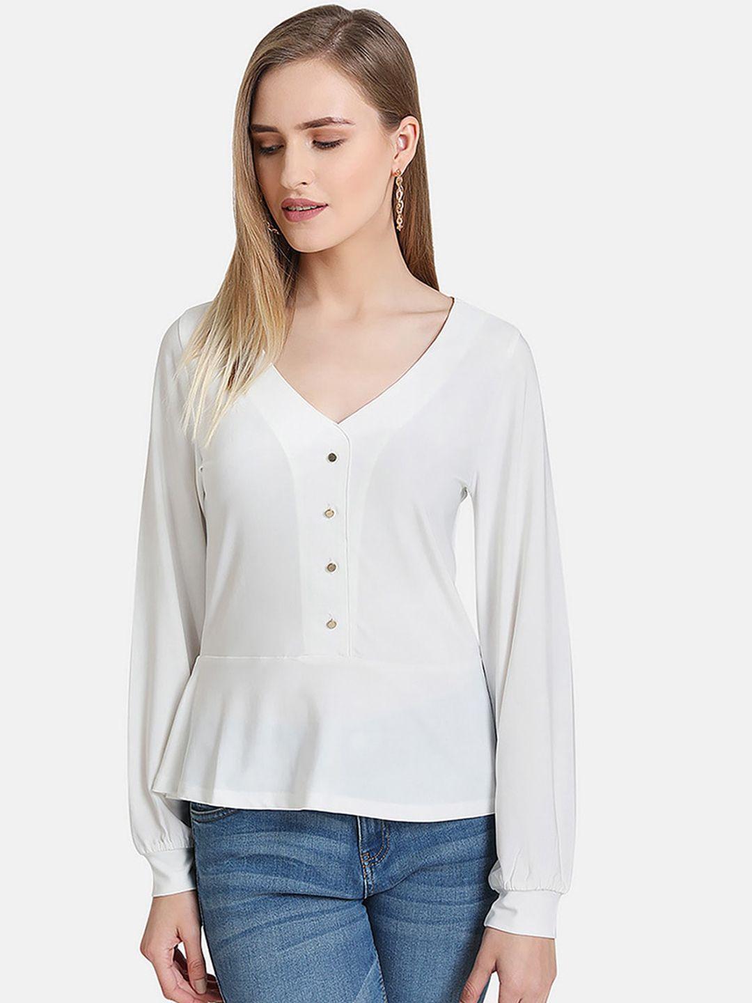 kazo women white solid top