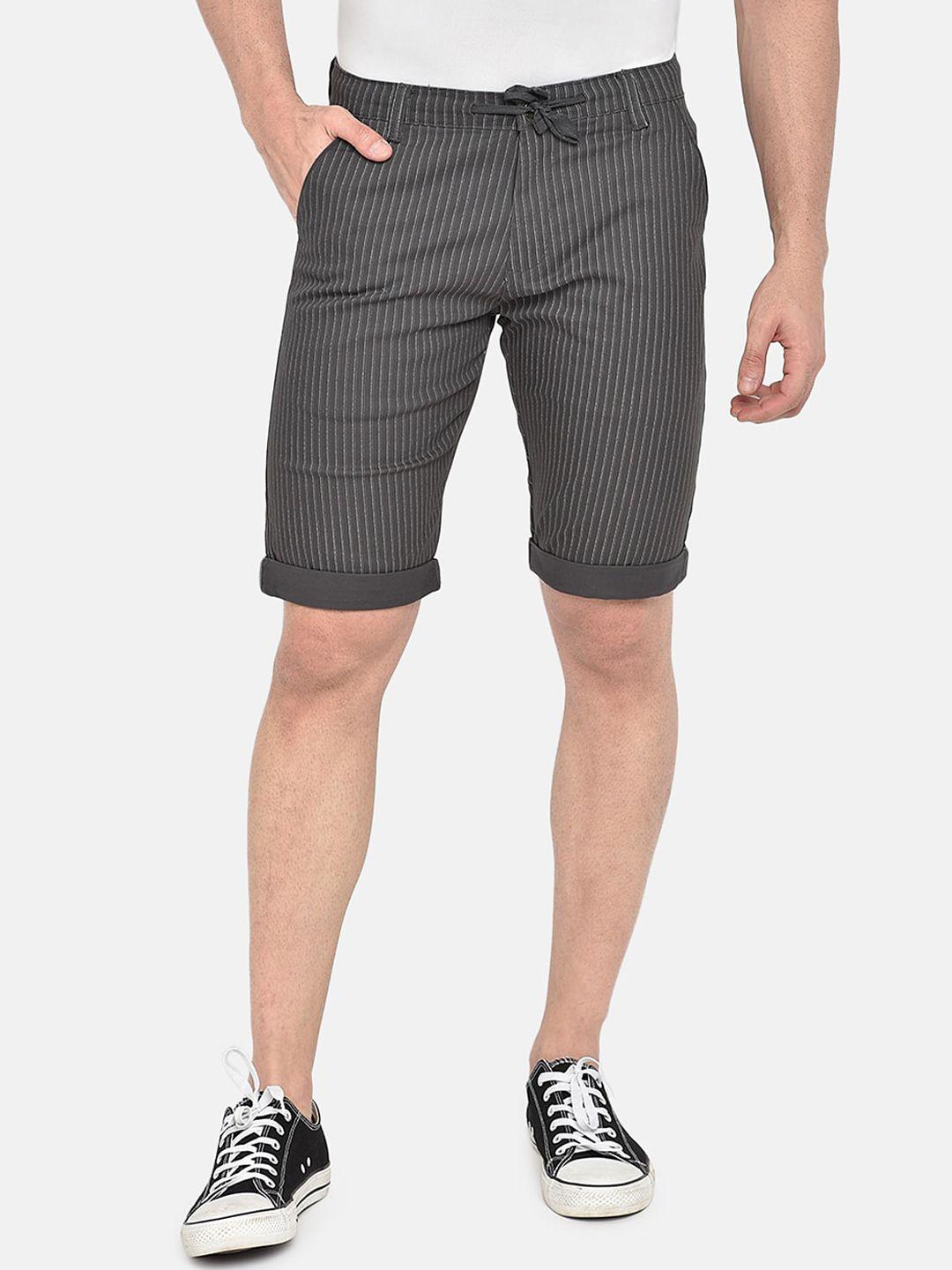 beevee men grey striped regular fit regular shorts