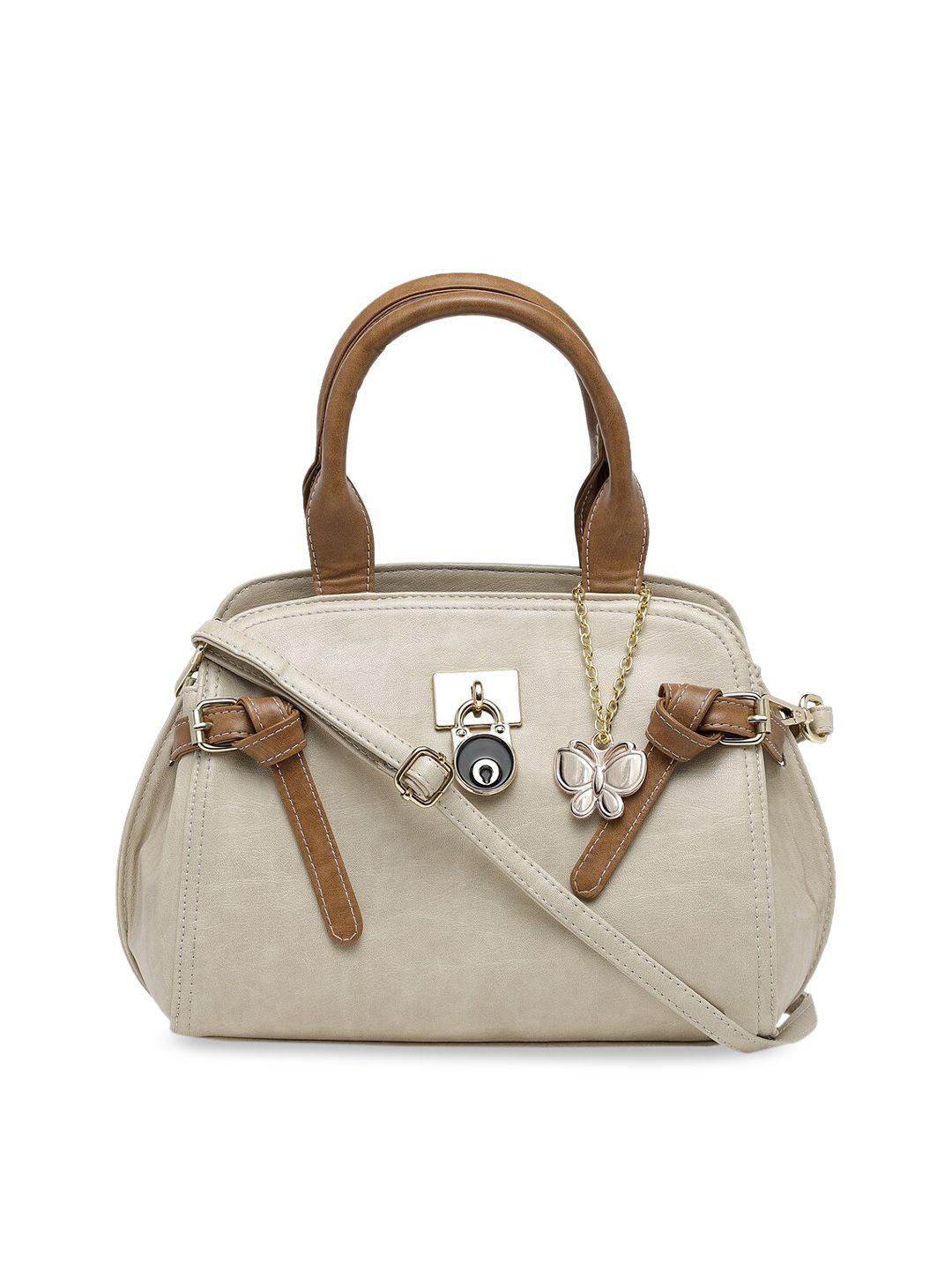 butterflies cream-coloured solid shoulder bag