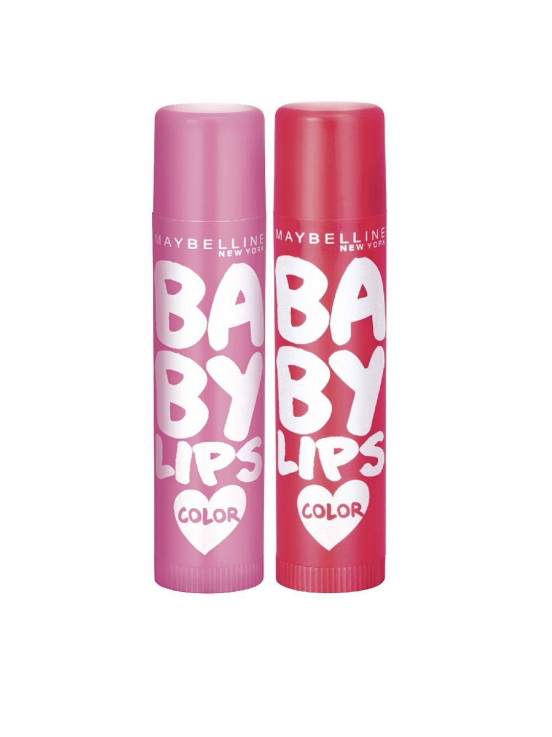 maybelline new york set of 2 baby lips colour balm - pink lolita & cherry kiss