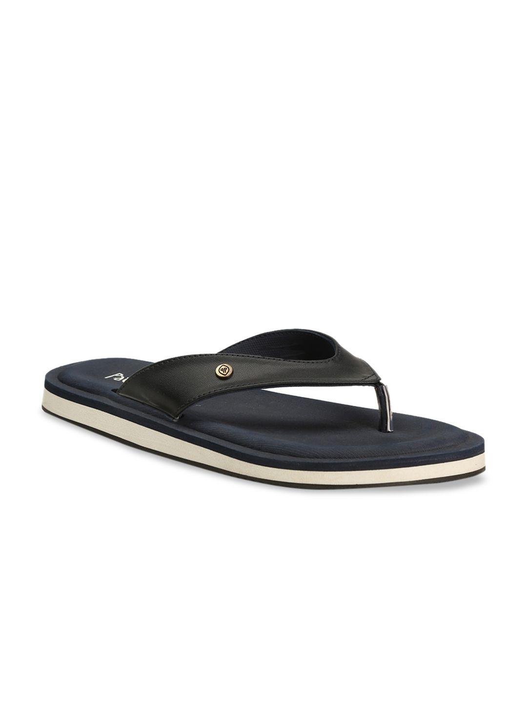 bata men navy blue solid thong flip-flops