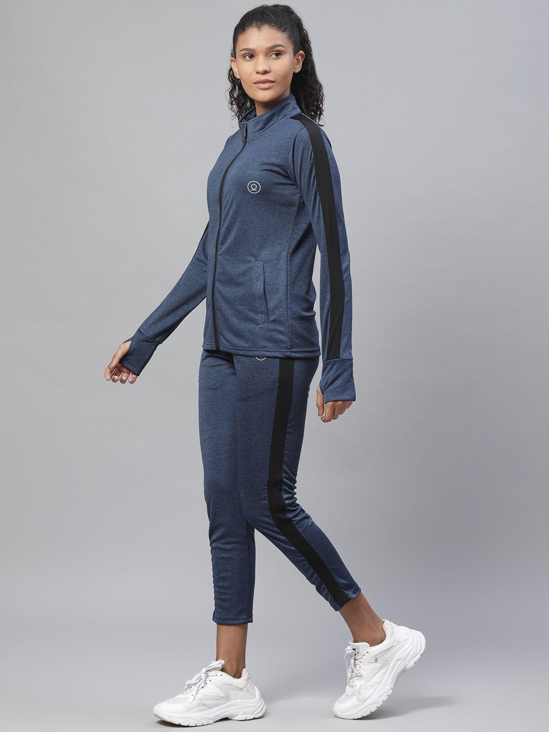 chkokko women navy blue solid tracksuit