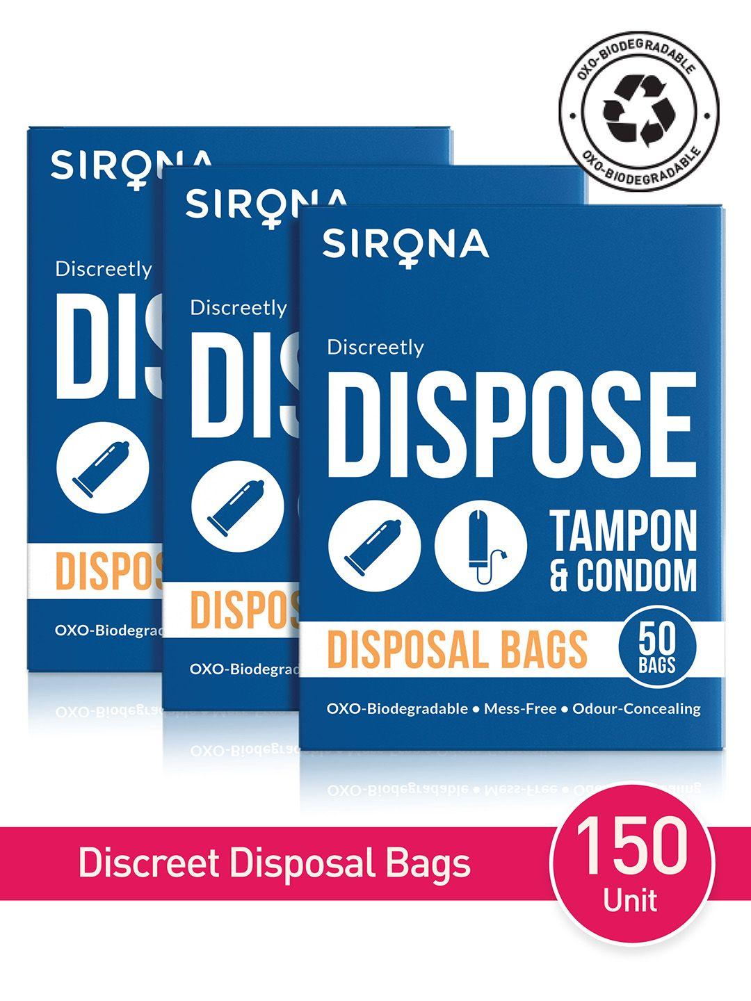 sirona unisex pack of 3 tampons and condoms disposal bags - 50 bags each