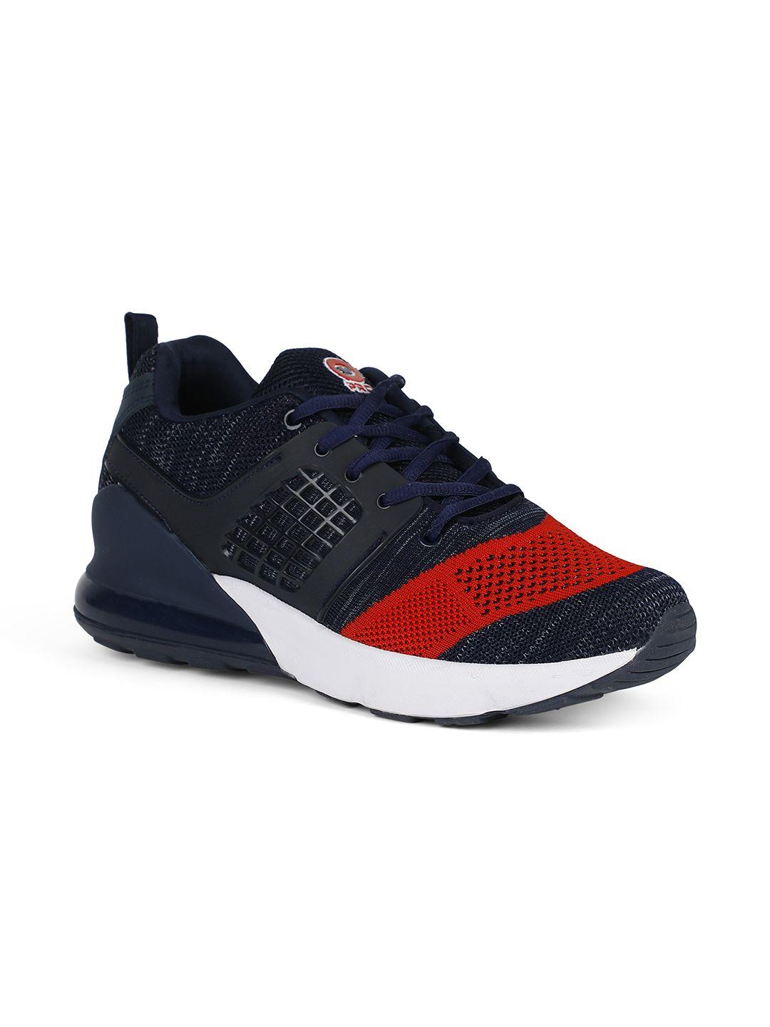 khadims men navy blue & red colourblocked sneakers