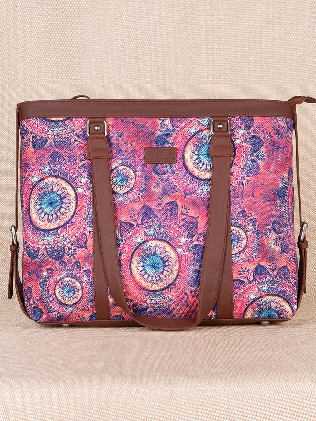 zouk magenta printed vegan leather sustainable shoulder bag