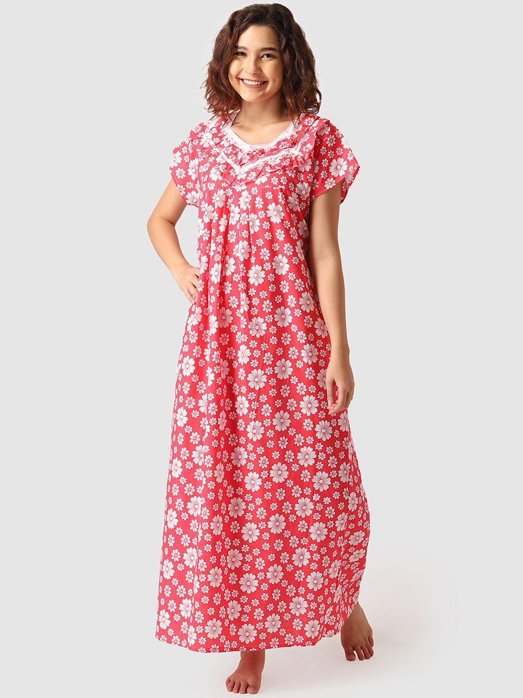 vemante pink & green floral print nightdress